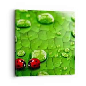 Quadro em tela - Reunião em verde - 30x30 cm