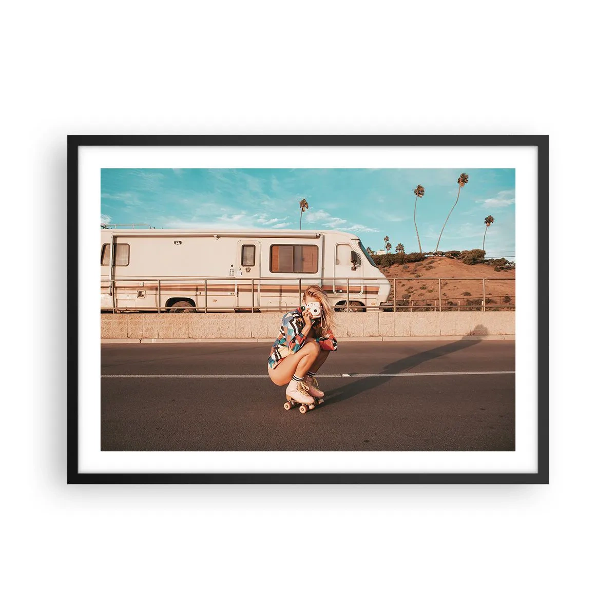 Pôster com moldura preta - Sorria, por favor! - 70x50 cm