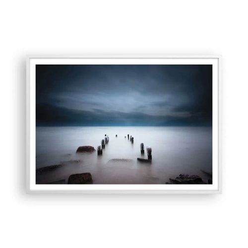 Pôster em moldura branca - Lago pensativo - 100x70 cm