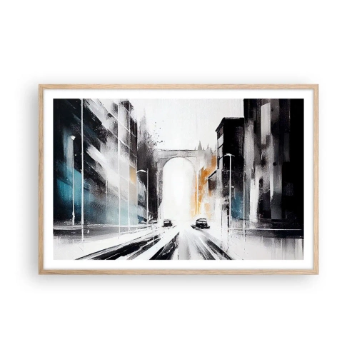 Pôster com moldura de carvalho claro - Estudo da cidade: arquitetura e movimento - 91x61 cm