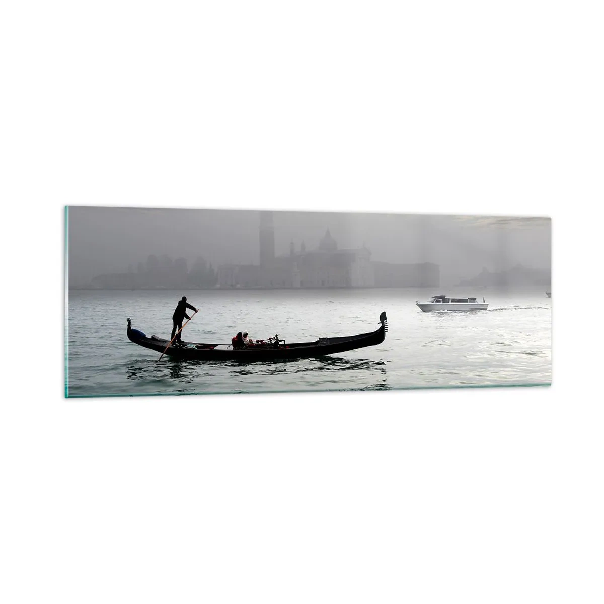 Quadro em vidro - Uma cidade fabulosa feita de água e nevoeiro - 90x30 cm