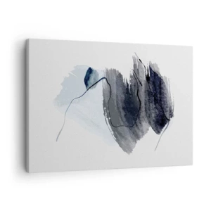 Quadro em tela - Composição abstrata em tons de cinza e azul - 70x50cm - Intensidade e movimento - Decoração de parede moderna para a sala de estar e quarto ARTTOR