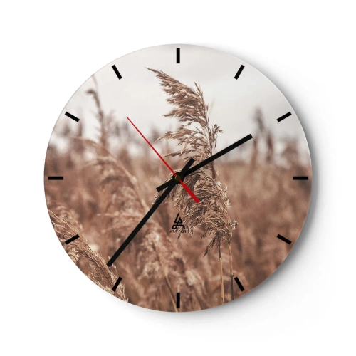 Relógio de parede - Relógio em vidro - O outono já chegou ao campo - 40x40 cm