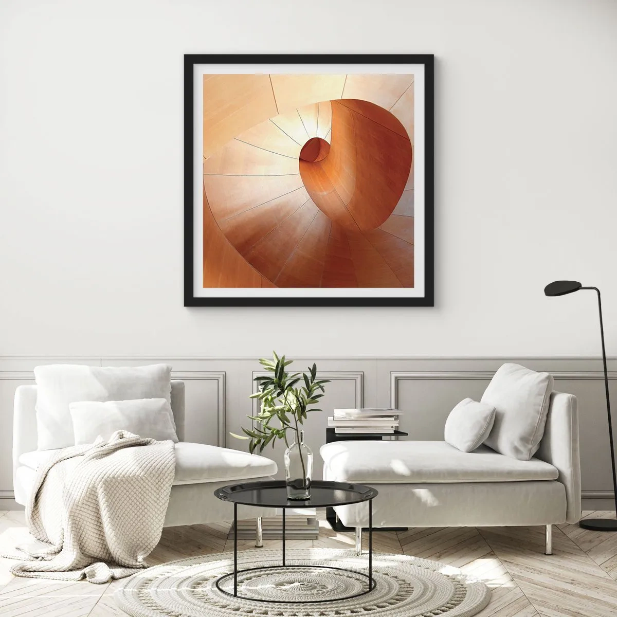 Pôster com moldura preta - Serpentina arquitetônica - 60x60 cm