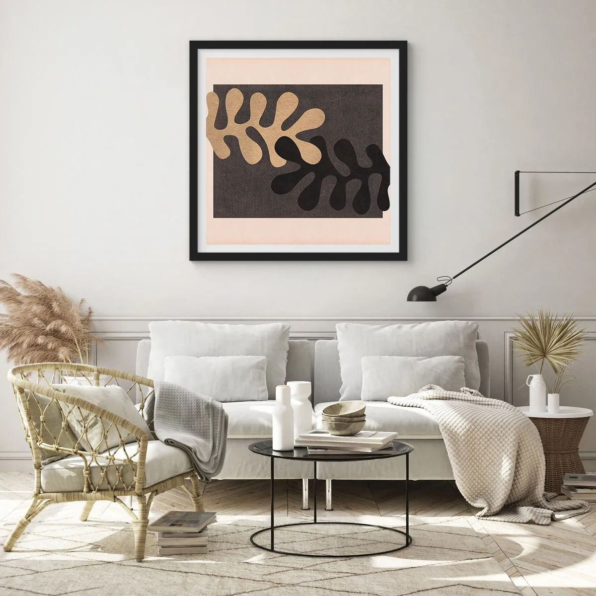 Pôster com moldura preta - Ausência e complemento - 60x60 cm