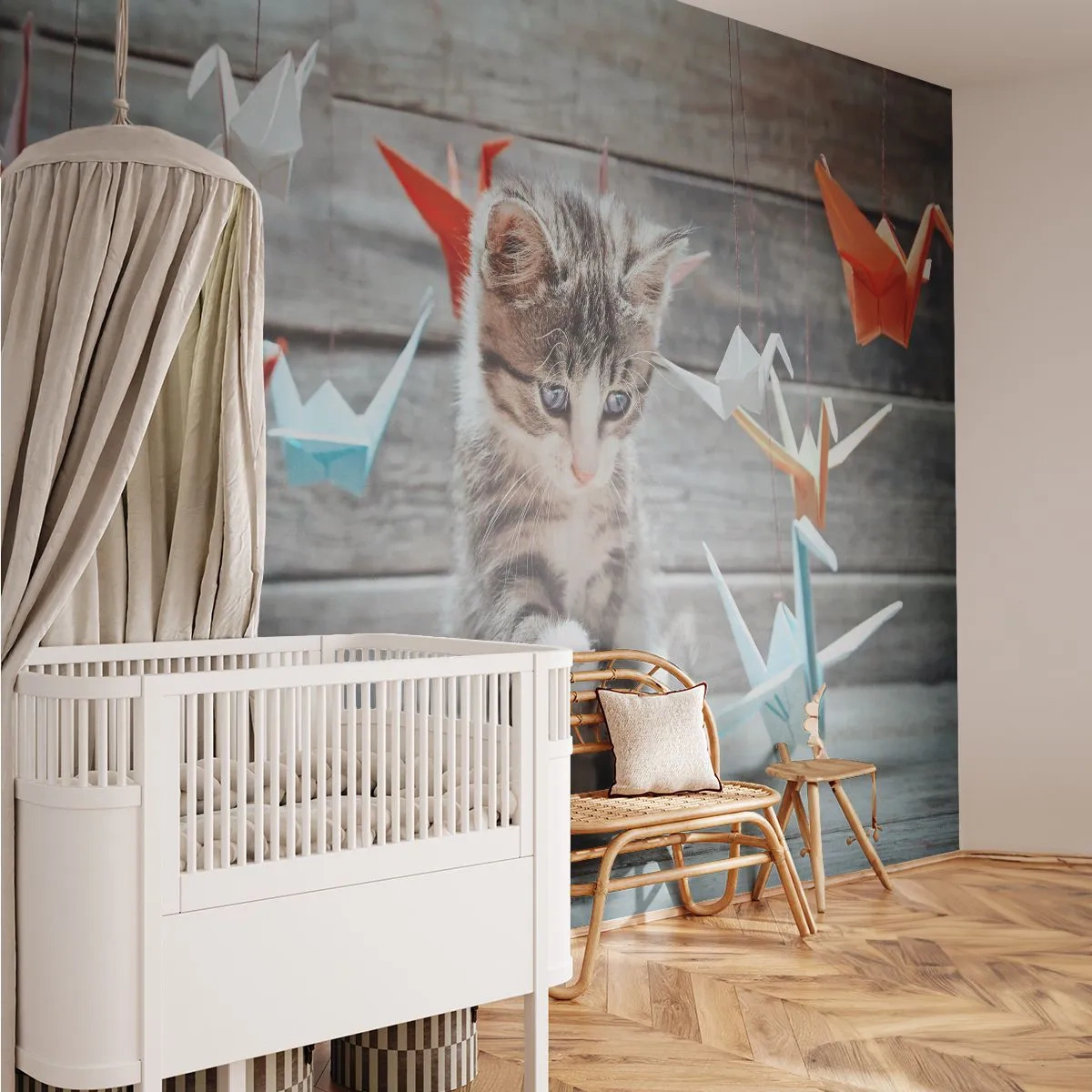 Papel de Parede Autocolante Deluxe Sticker - Primeira lição - Animais, Gato, Origami - 250x175 cm