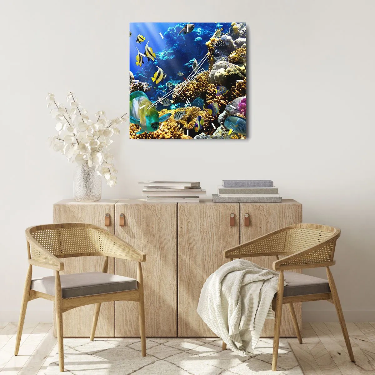 Relógio de parede - Relógio em vidro - Tráfego intenso no percurso de férias - 40x40 cm