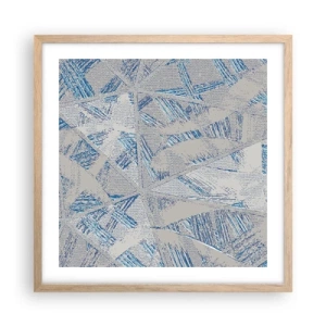 Pôster com moldura de carvalho claro - Em um labirinto azul e cinza - 50x50 cm