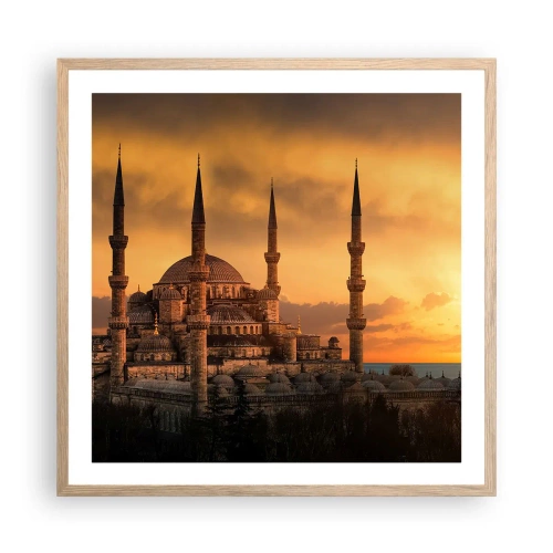 Pôster com moldura de carvalho claro - Deus é grande - 60x60 cm