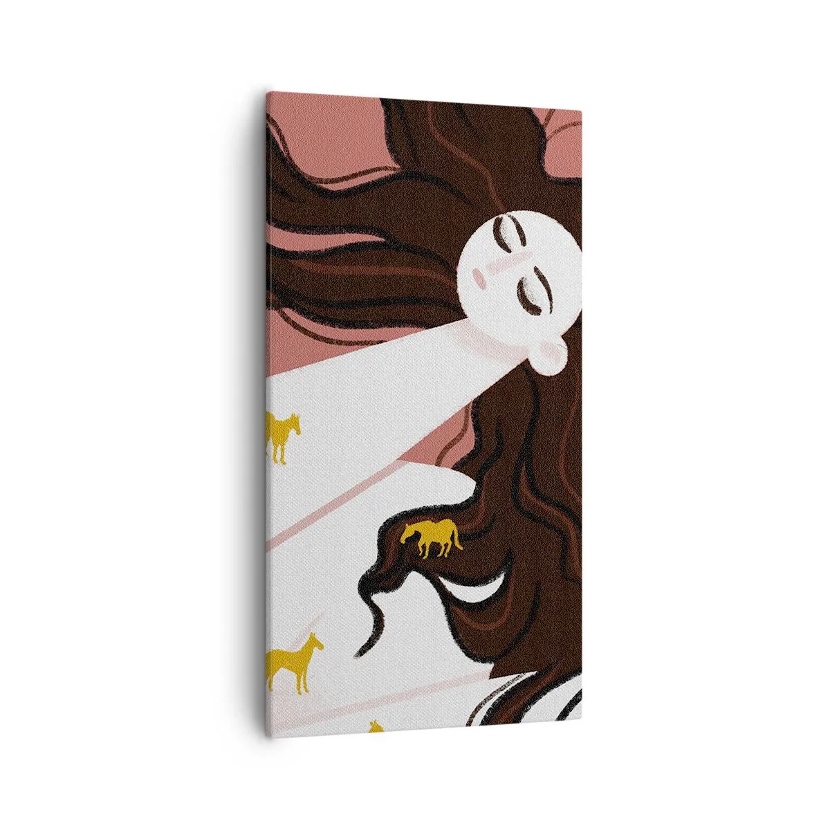 Quadro em tela - Sonho com um cavalo dourado - 55x100 cm