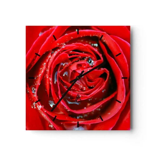 Relógio de parede - Relógio em vidro - Em gotas de orvalho - 30x30 cm