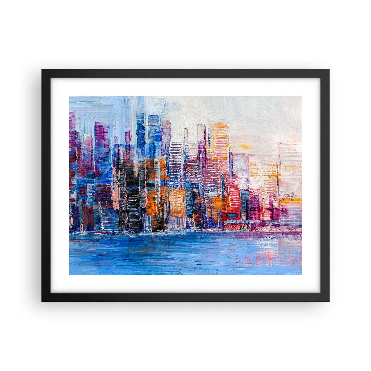 Pôster com moldura preta - Metrópole alegre - 50x40 cm