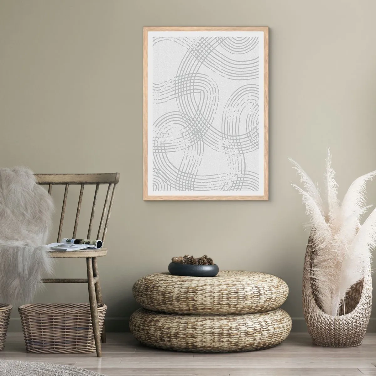 Pôster com moldura de carvalho claro - Não existe caminho reto - 40x50 cm