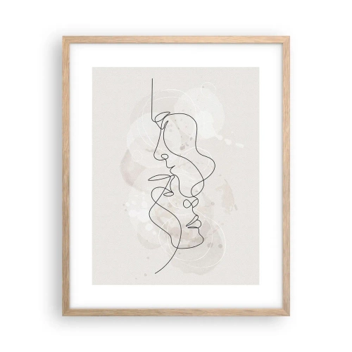 Pôster com moldura de carvalho claro - Emaranhados num abraço - 40x50 cm