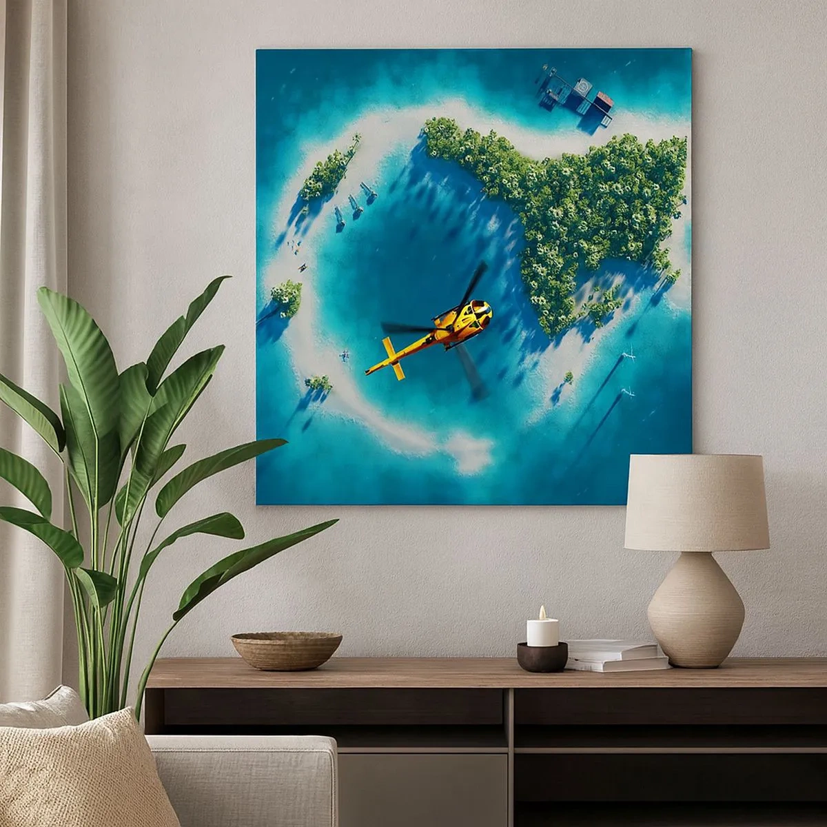 Quadro em tela - Compre uma ilha para si - 30x30 cm