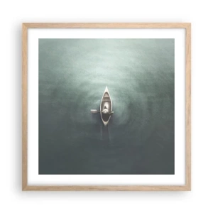 Pôster com moldura de carvalho claro - Através do lago da lua - 50x50 cm