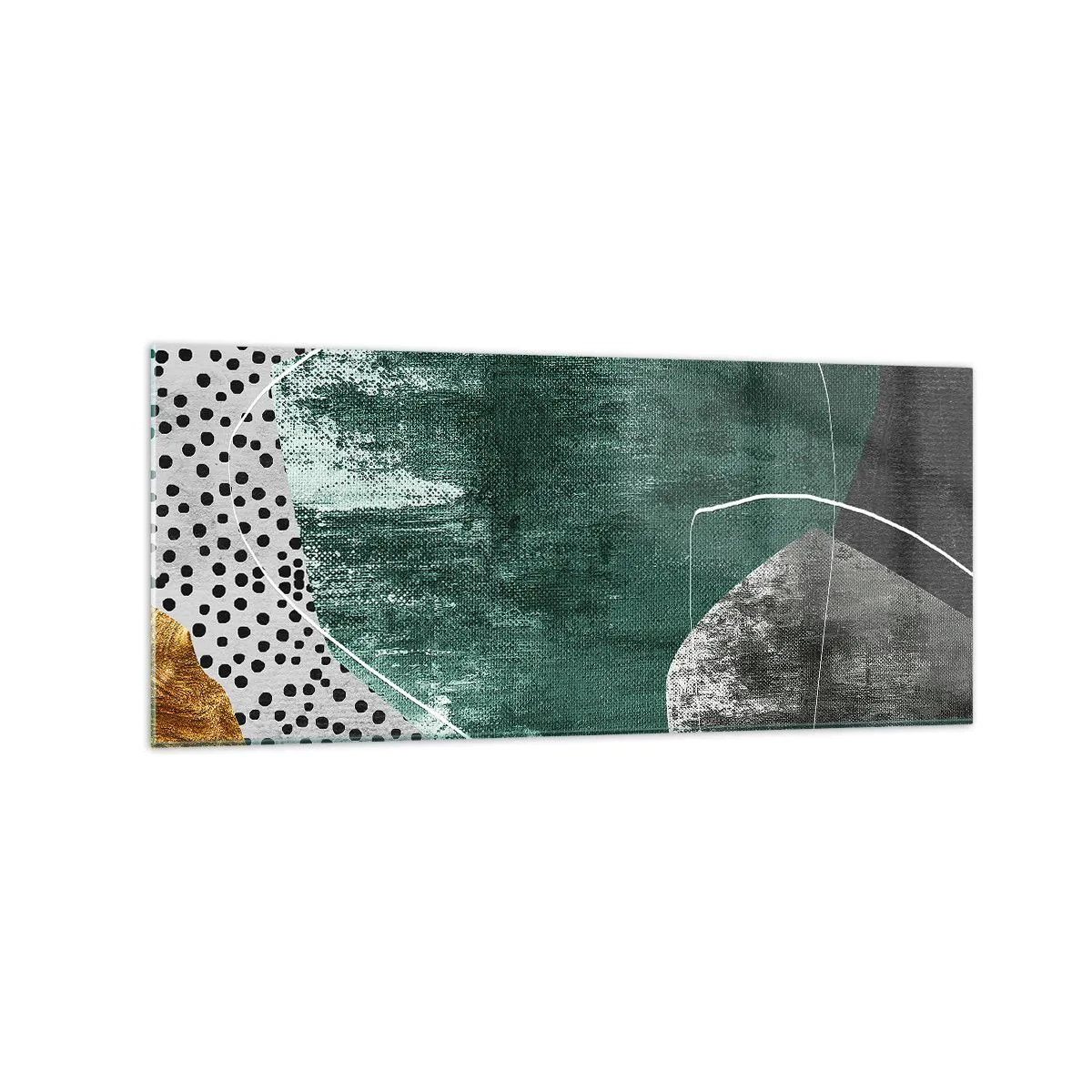 Quadro em vidro - Abstração colorida com folha de ouro - 120x50 cm