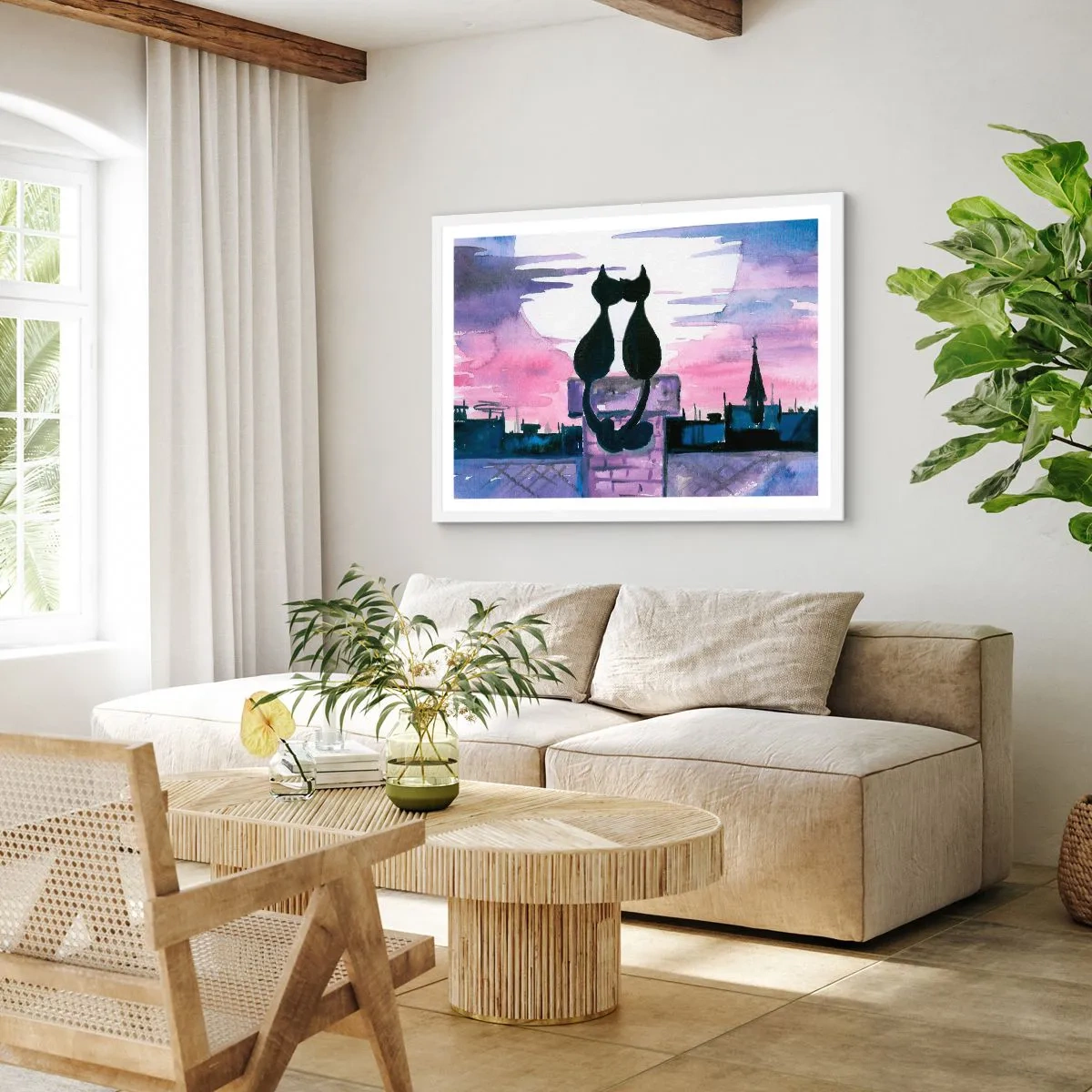 Pôster em moldura branca - Rendez-vous sob a lua - 70x50 cm