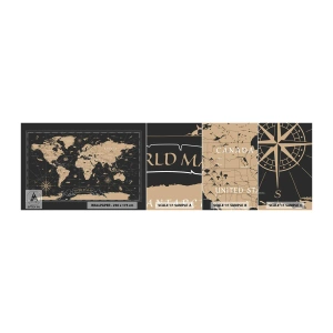 Amostra de Papel de Parede Standard Eco - Os limites do meu mundo - Mapa mundial, Vintage, Retrô - 100x30 cm