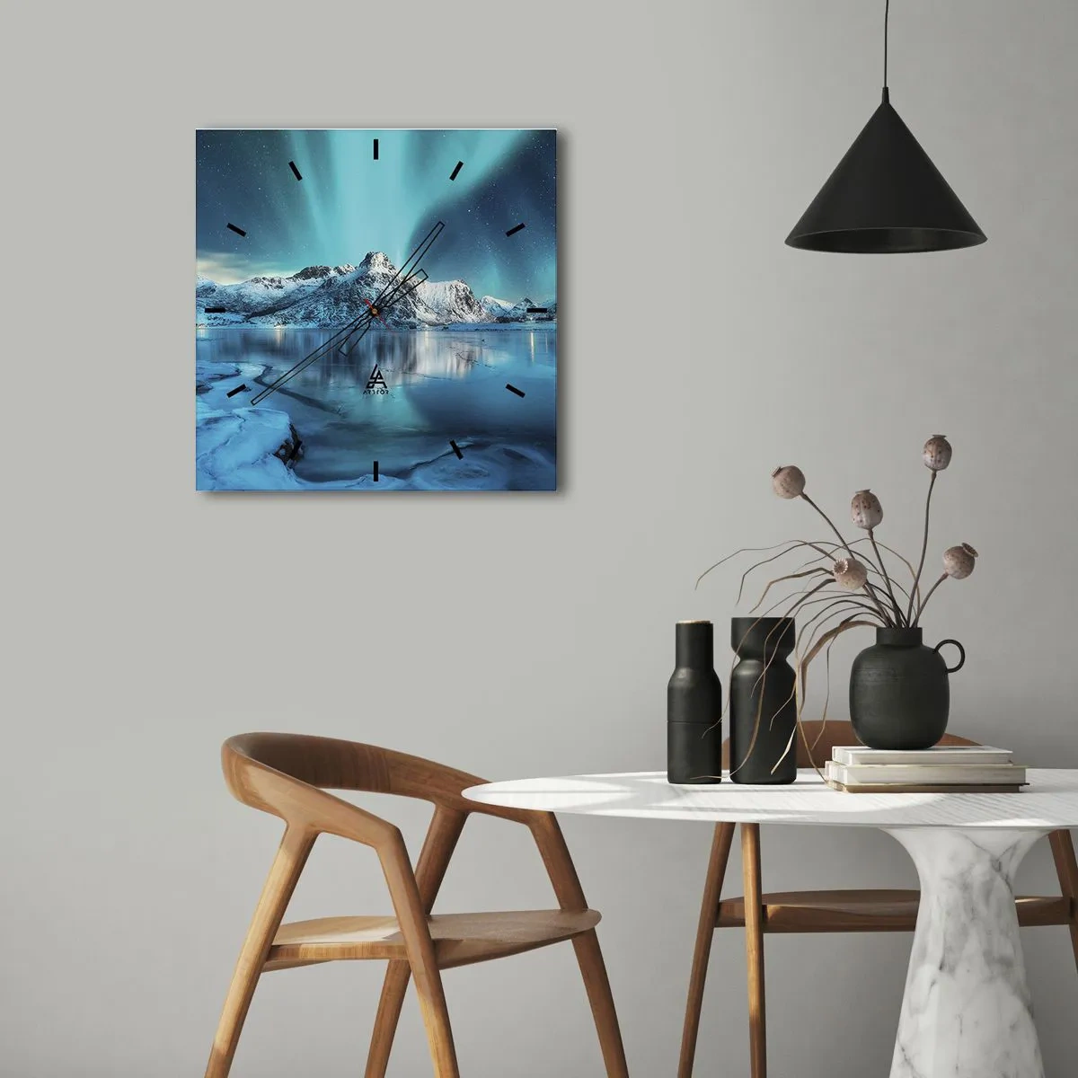 Relógio de parede - Relógio em vidro - Noite de Luz - 40x40 cm