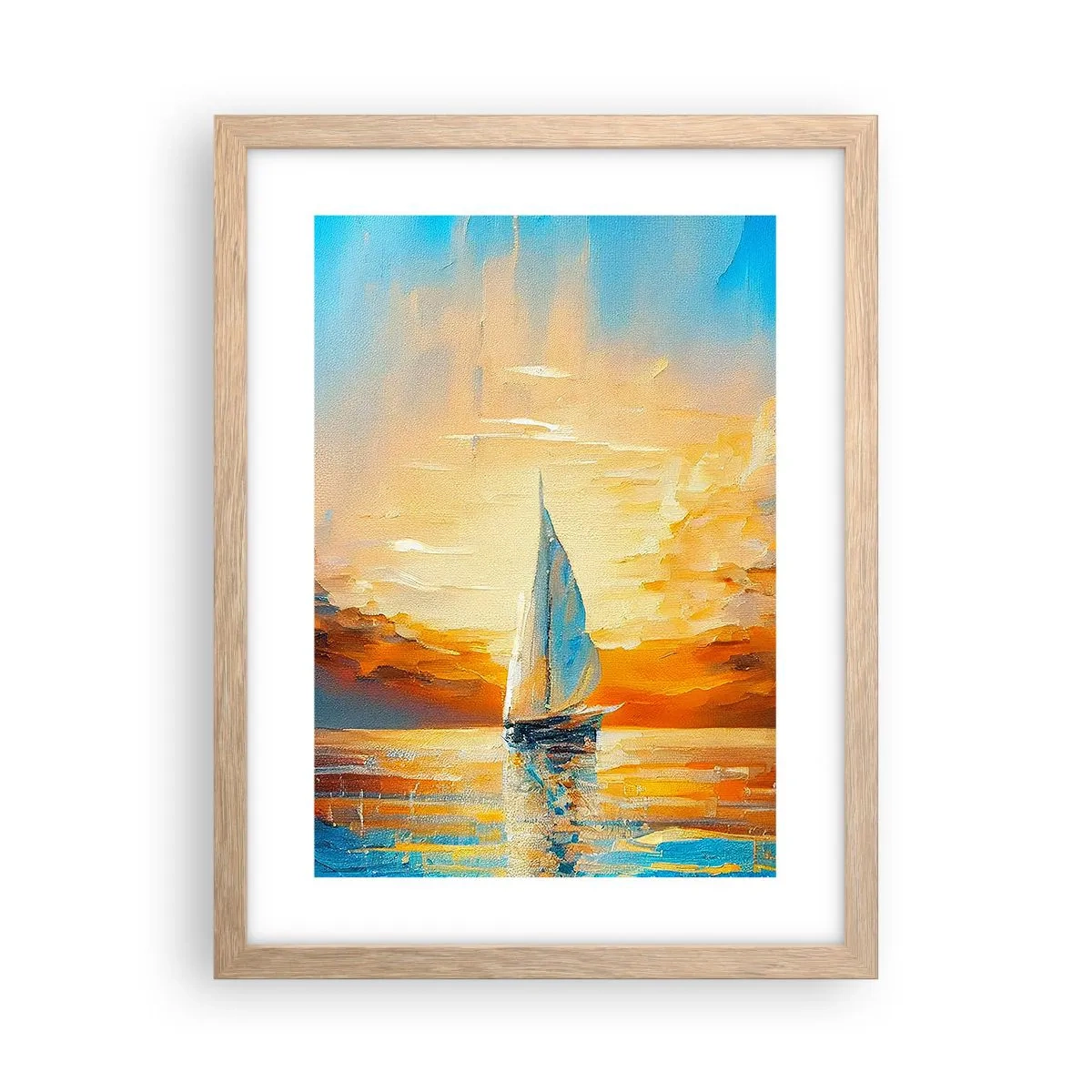 Pôster com moldura de carvalho claro - Balsa em ouro - 30x40 cm