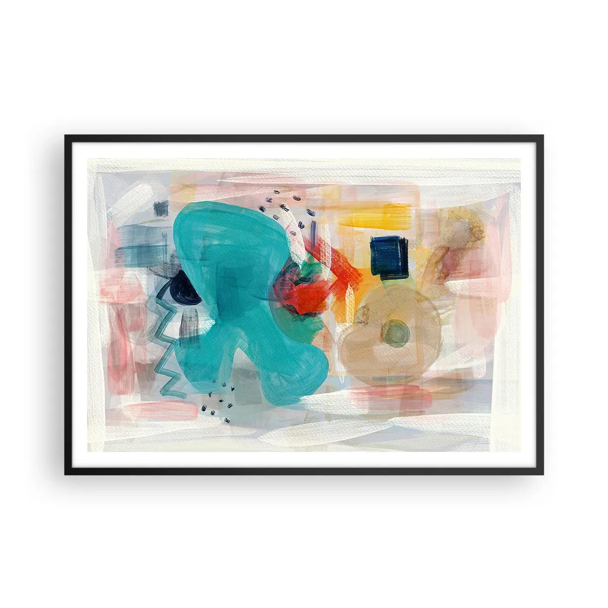 Pôster com moldura preta - Jogo colorido - 100x70 cm