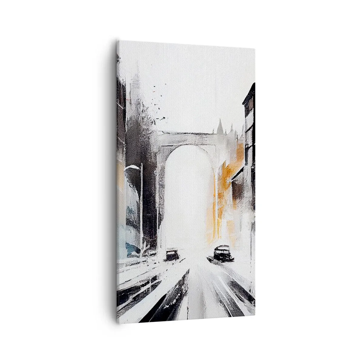 Quadro em tela - Estudo da cidade: arquitetura e movimento - 55x100 cm