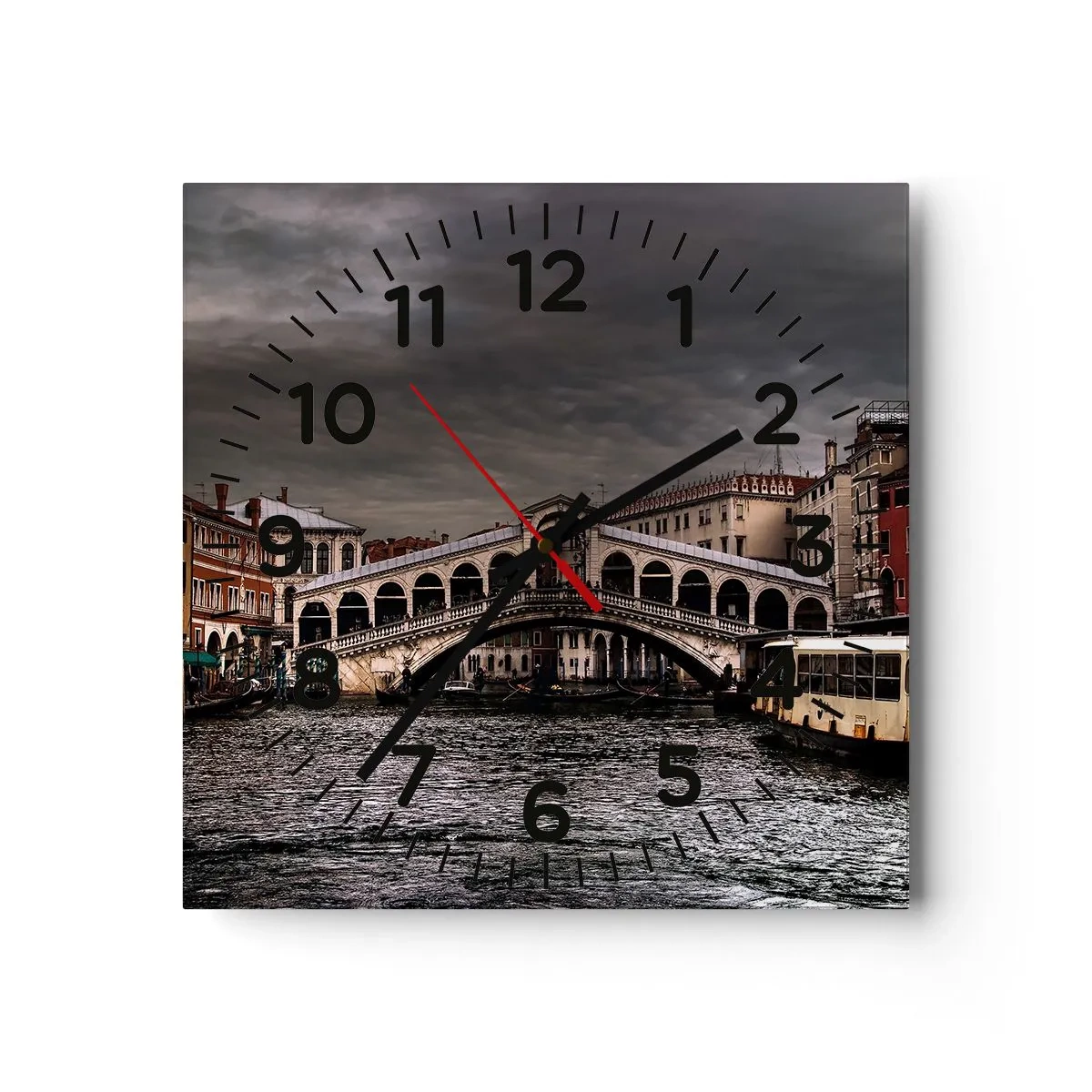 Relógio de parede - Relógio em vidro - A promessa de uma noite em Veneza - 40x40 cm