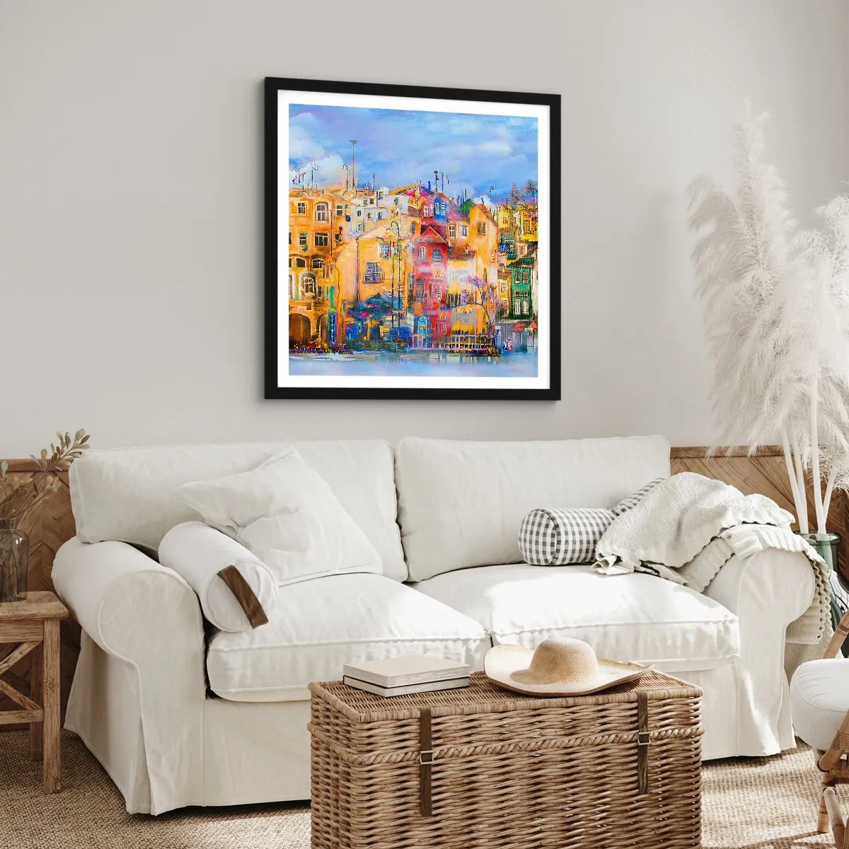 Pôster com moldura preta - Estamos juntos - 50x50 cm