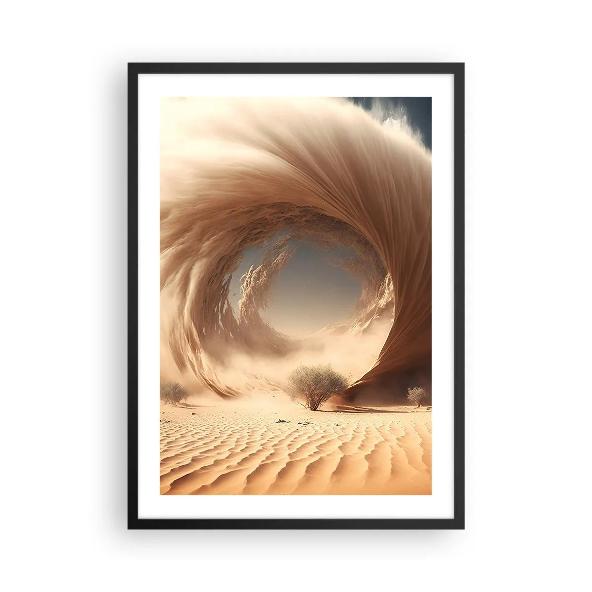 Pôster com moldura preta - Um vórtice de areia fenomenal no deserto - 50x70cm - Portal aberto - Decoração de parede moderna para a sala de estar e quarto ARTTOR