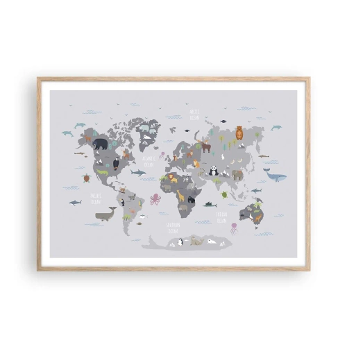 Pôster com moldura de carvalho claro - Diga-me de onde é... - 100x70 cm