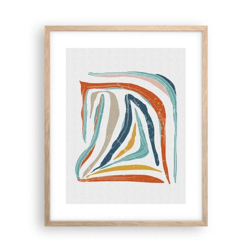 Pôster com moldura de carvalho claro - Abstração com um sorriso amigável - 40x50 cm