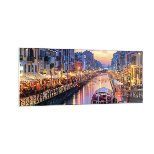 Quadro em vidro - Uma noite de luz e diversão - 100x40 cm