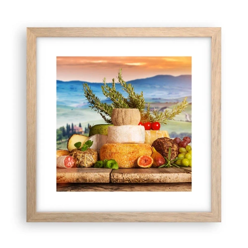 Pôster com moldura de carvalho claro - Alegria italiana - 30x30 cm