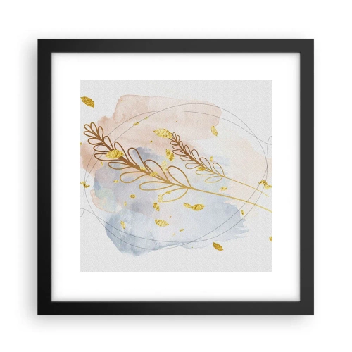 Pôster com moldura preta - Explosão dourada - 30x30 cm