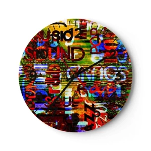 Relógio de parede - Relógio em vidro - Todas as cores do som - 40x40 cm
