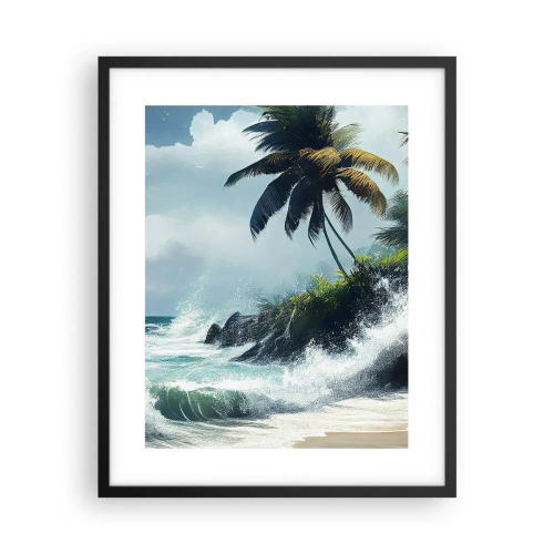 Pôster com moldura preta - Em uma costa tropical - 40x50 cm