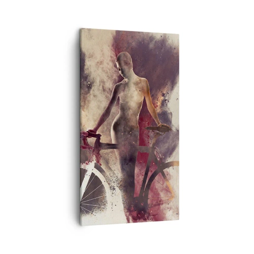 Quadro em tela - Uma alma de bicicleta em formas de mármore - 45x80 cm