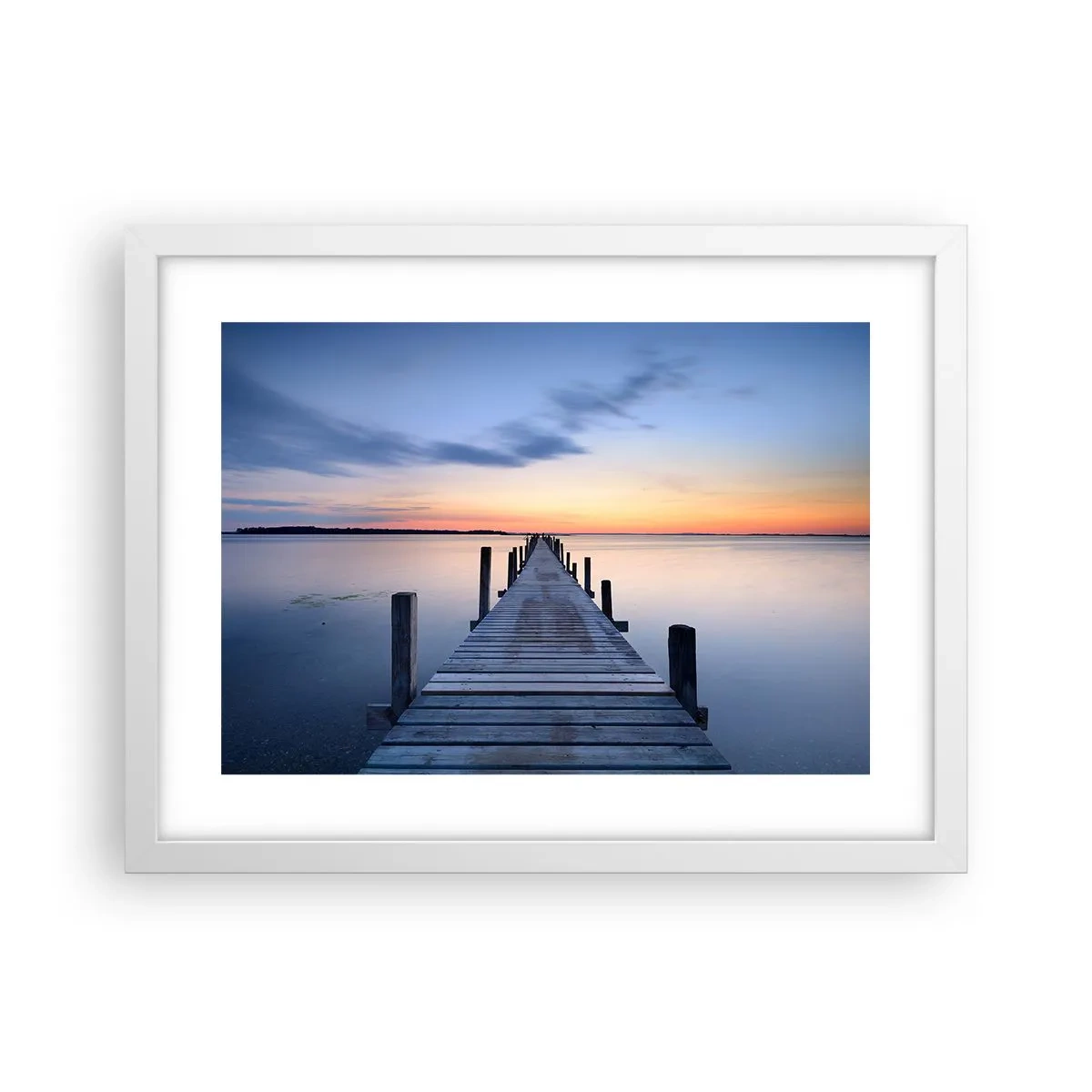 Pôster em moldura branca - A calma de um crepúsculo sereno - 40x30 cm