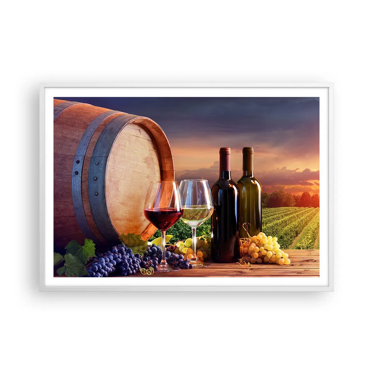 Pôster em moldura branca - Aqui a vida tem um sabor - 100x70 cm