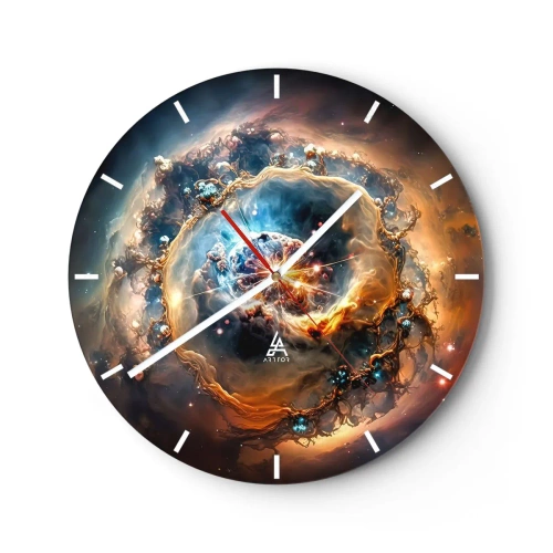 Relógio de parede - Relógio em vidro - Um vórtice cósmico em cores intensas - 30x30cm - Início - Decoração de parede moderna para a sala de estar, cozinha e quarto ARTTOR