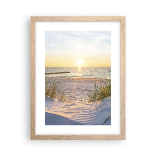 Pôster com moldura de carvalho claro - O som do mar, o canto dos pássaros, a praia selvagem entre a relva... - 30x40 cm