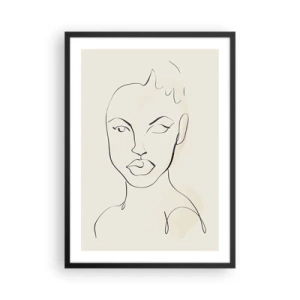 Pôster com moldura preta - Retrato de rosto em arte abstrata - 50x70cm - Esboço da sensualidade - Decoração de parede moderna para a sala de estar e quarto ARTTOR