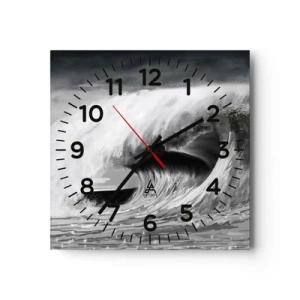 Relógio de parede - Relógio em vidro - A ira do oceano - 30x30 cm