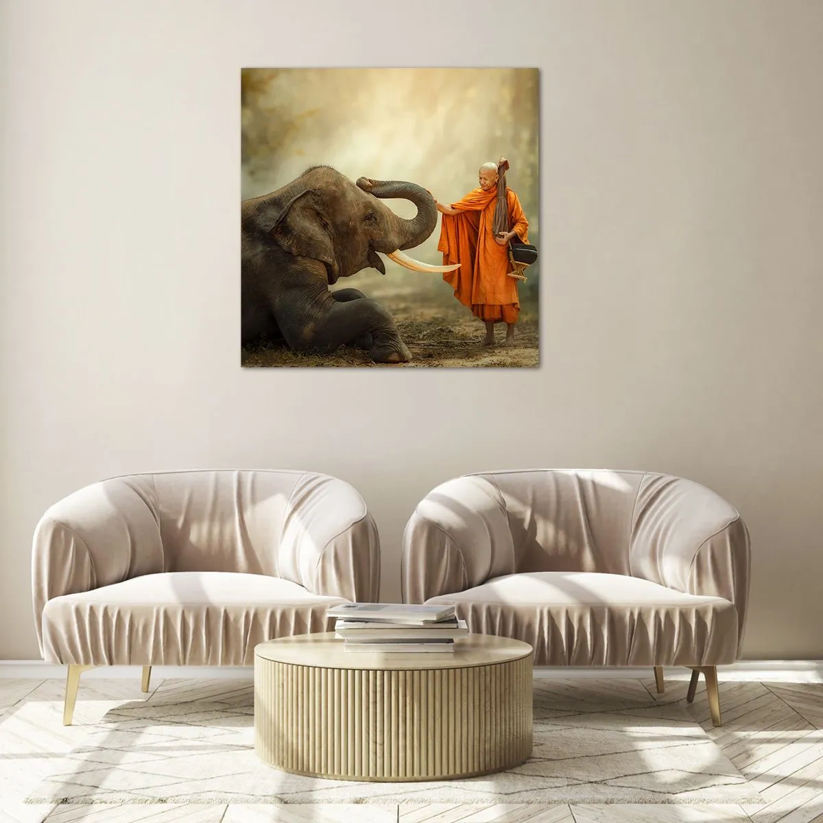 Quadro em vidro - Encontro na viagem - 50x50 cm