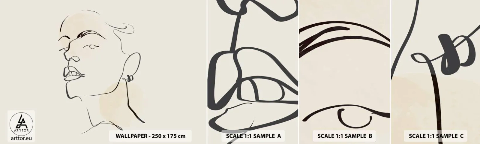 Amostra de Papel de Parede Standard Eco - Olhar orgulhoso - Rosto de Mulher, Retrato de uma mulher, Gráficos - 100x30 cm