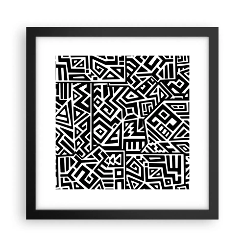 Pôster com moldura preta - Composição pré-colombiana - 30x30 cm