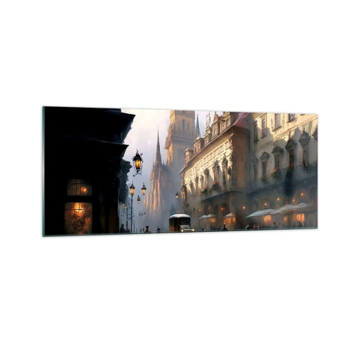 Quadro em vidro - O encanto de uma noite em Praga - 100x40 cm