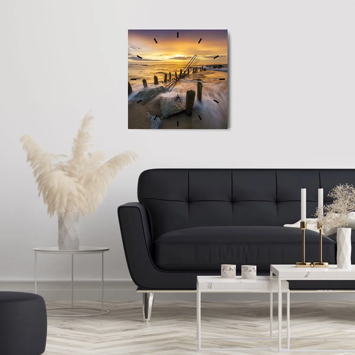 Relógio de parede - Relógio em vidro - A beleza crua do Mar Báltico - 30x30 cm