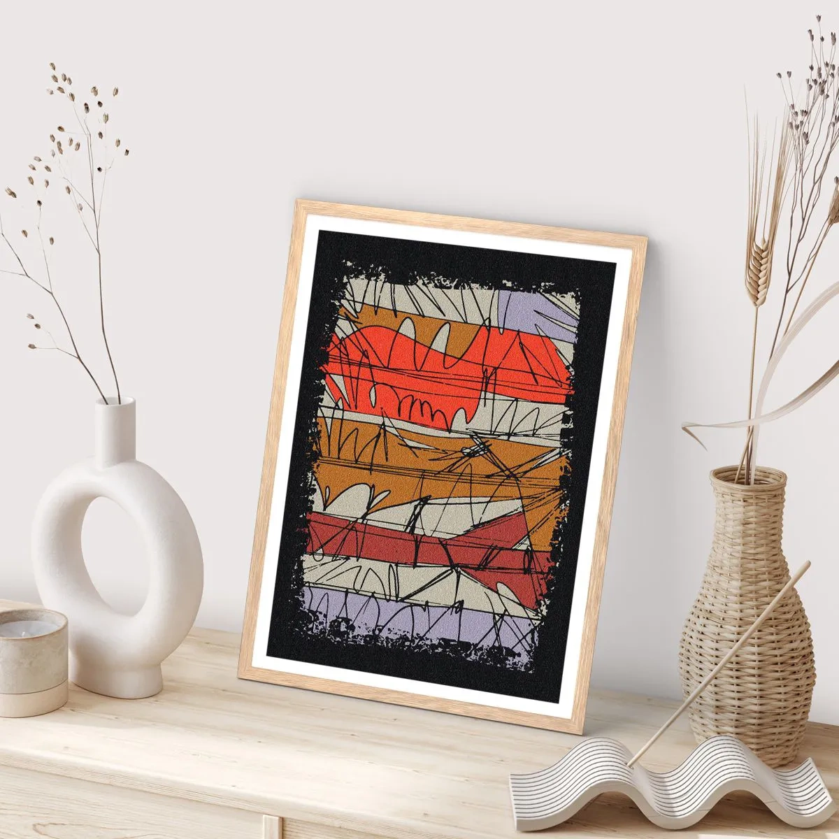 Pôster com moldura de carvalho claro - Composição espontânea - 50x70 cm